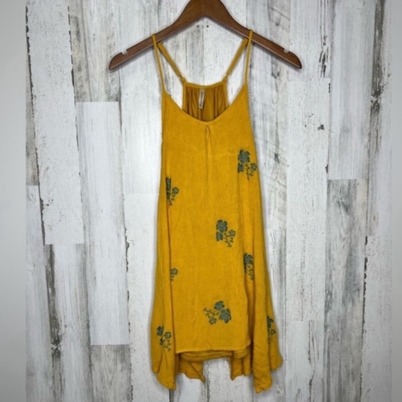 Mittoshop Women's Spaghetti Strap Floral Handkercheif Top Yellow Green Small - Picture 1 of 9